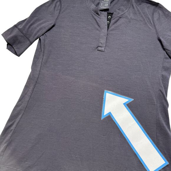 GORE WEAR Womens Merino Western Shirt Charcoal Black Stripe Sz Small 4-6 Henley - Picture 10 of 10